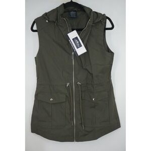 Charles River Apparel Vest Womens XS Olive Bristol Utility Hooded Pockets 5038